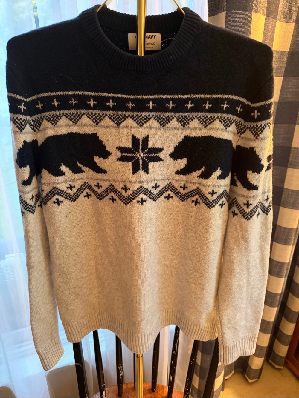 Old Navy and Gray Black Bear Fair Isle Crewneck Sweater